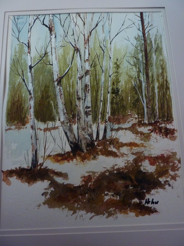 Birches in Winter
12 x 14 watercolour and birch bark framed