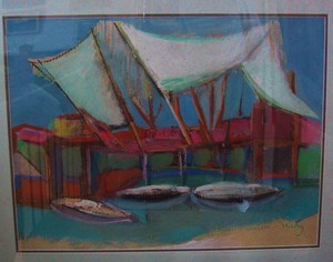 <b>Drying Sails</b><br />Mixed Media  24 x 18 inches
<br />$500.00