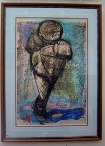 <b>Eskimo Carrier</b><br />Mixed Media   20 1/2  x 31 1/2 inches
<br />$1100.00