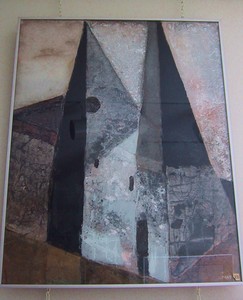 <b>Cathedral in Grey</b><br />Hinterglas Framed by Artist  24 x 30 inches
<br />$2800.00  