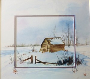 <b>Winter Cabin</b><br />Watercolour  10 1/2 x  9
<br />$250.00