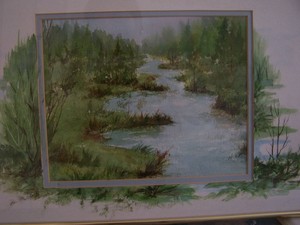 <b>Creek in Green</b><br />Watercolour 14 1/2 x 12 
<br />$300.00